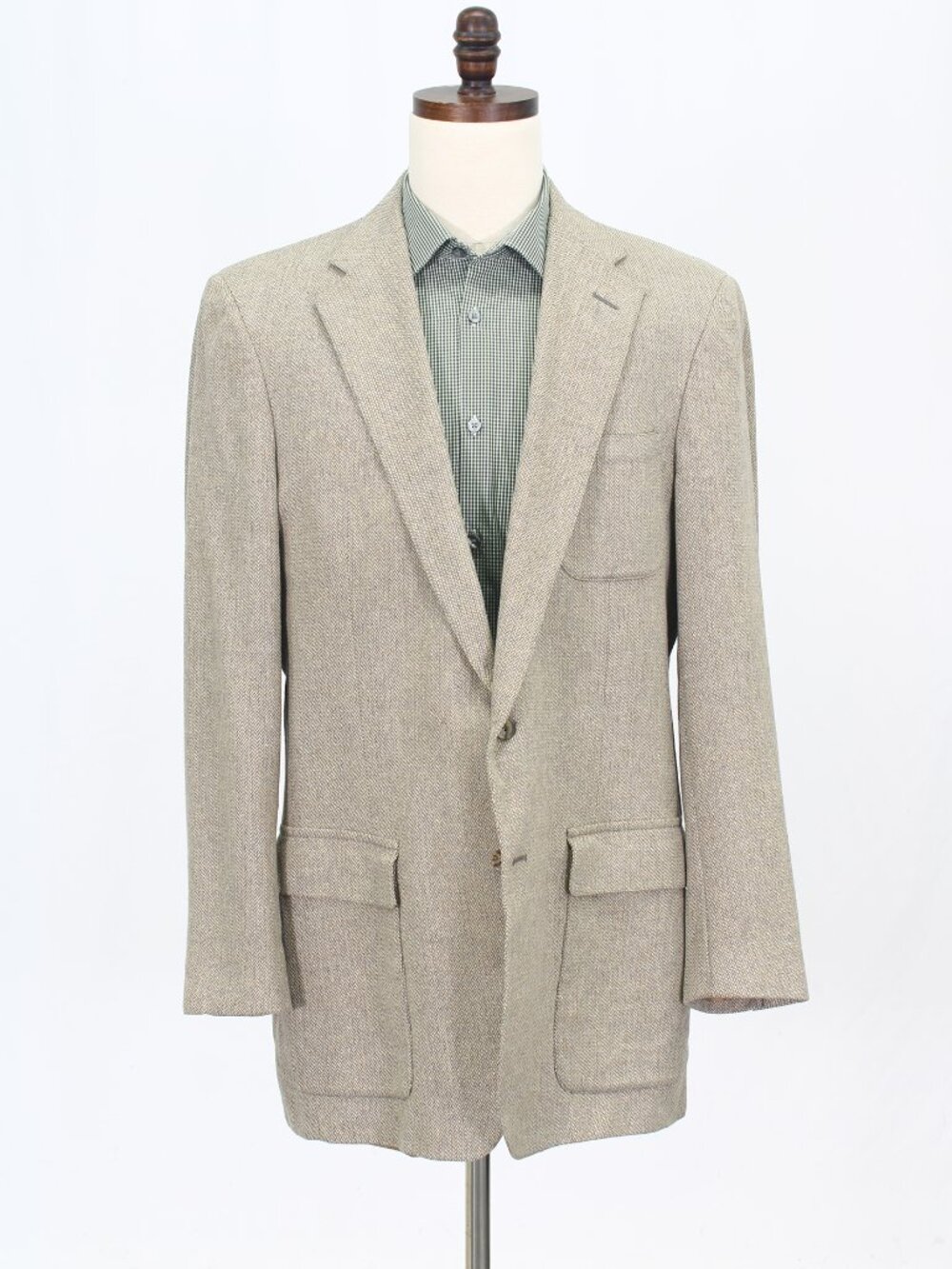 Vintage Gant 44L Beige Blazer Sport Coat Jacket 2-Button Herringbone M503
